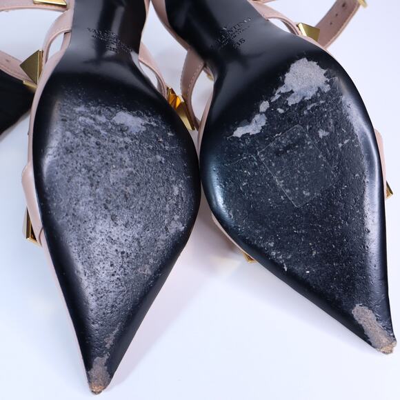 VALENTINO Roman Stud Leather Heeled Sandal Blush Pink Pointed Toe Women's 36 - Picture 10 of 10